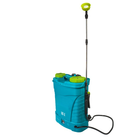 Aparate pentru stropit gradina - Pulverizator electric cu acumulator 16L, baterie 12V 8Ah, presiune 5.5 bari, lance inox, 3 duze, vermorel pentru gradina, vie si livada
