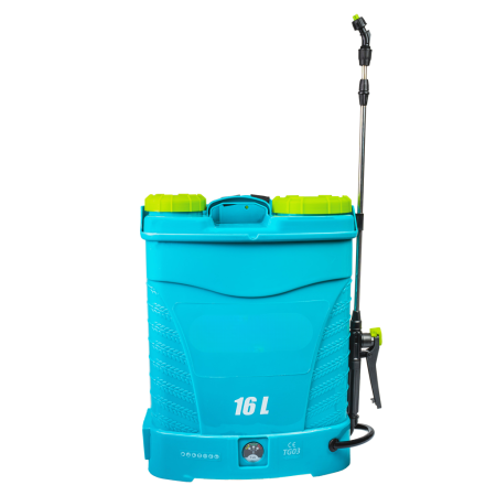 Pulverizator electric cu acumulator 16L, baterie 12V 8Ah, presiune 5.5 bari, lance inox, 3 duze, vermorel pentru gradina, vie si livada [1]