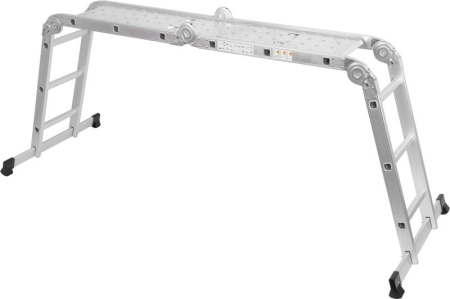 Scari de lucru - Scara multifunctionala articulata cu platforma ML 103, 4x3 trepte, aluminiu, 4 in 1, pliabila, sarcina maxima 150 kg