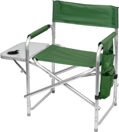 Produse EmagMarketplace - Scaun pliabil pentru camping si pescuit , masa laterala rabatabila cu suport pahar, max. 120 kg, 55x45x78 cm, verde