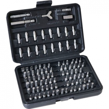 Seturi si accesorii pentru gaurit si insurubat - Set 100 biti si adaptoare Cr-V, pentru masina de gaurit si insurubat, in cutie plastic
