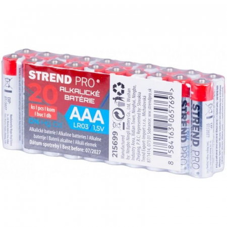 Baterii, acumulatori si incarcatoare - Set 20 baterii alcaline Strend Pro, LR03, AAA, 1.5 V