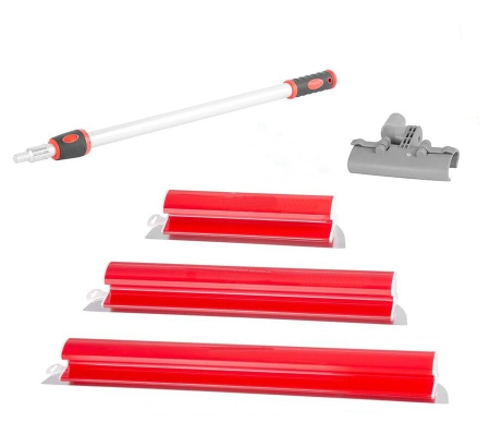 Unelte de vopsit si tencuit - Set 3 gletiere profesionale, otel inoxidabil, 40 cm, 60 cm, 80 cm, grosime lama 0.3 mm, maner prelungitor 0.8-1.4 m
