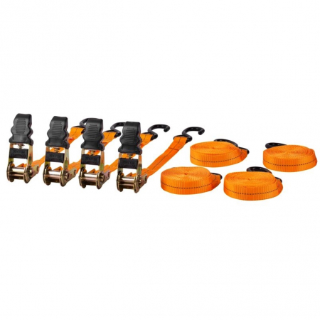 Accesorii echipamente pentru transport si ridicat - Set 4 chingi cu clichet pentru marfa, lungime 4.5 m, latime 2.5 cm, max 500 kg