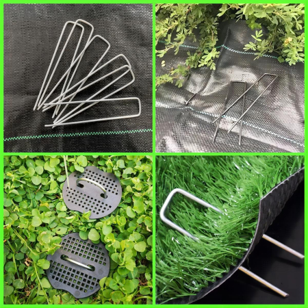 Set 40 cuie metalice pentru fixare folie antiburuieni si agrotextil, 4 x 15 cm, tarusi pentru gradina si agricultura, argintiu [3]
