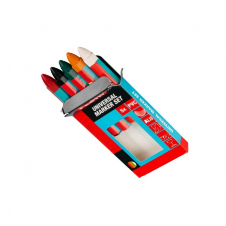 Markere - Set 5 bucati marker cerat pentru pvc, lemn, aluminiu, portelan, sticla