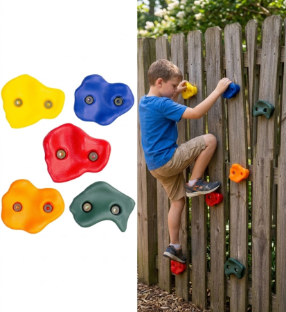 Accesorii camping si drumetii - Set 5 prize catarate copii, pietre escalada anti-alunecare, rezistente la UV, montare usoara pe pereti interiori si exteriori, max 150 kg