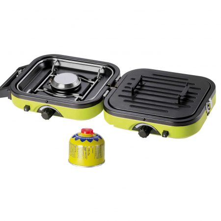 Arzatoare camping - Set aragaz camping portabil si butelie gaz, 2in1, plita si arzator, butelie gaz 230 g