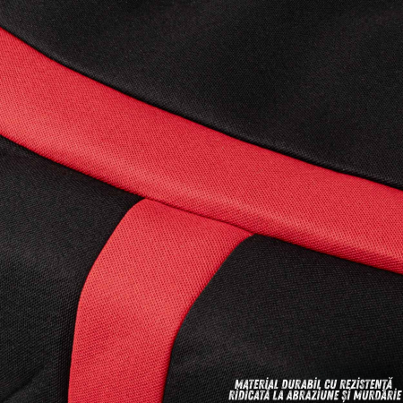 Set complet huse auto universale pentru scaune fata si spate, 9 piese cu tetiere incluse, design matlasat negru si rosu intens, material rezistent la uzura si murdarie, universale [3]