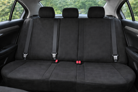 Set complet huse auto universale pentru scaune fata si spate, 9 piese cu tetiere incluse, design matlasat negru si rosu, material rezistent la uzura si murdarie, compatibile cu scaune cu airbag latera [3]