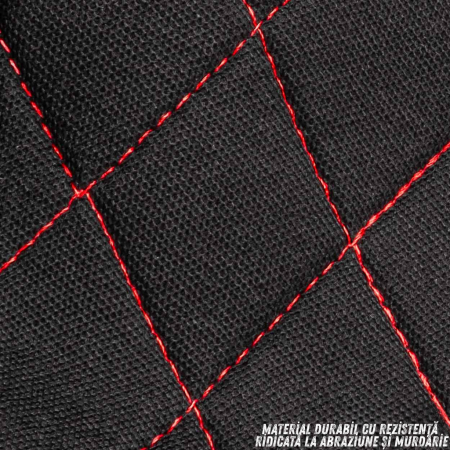 Set complet huse auto universale pentru scaune fata si spate, 9 piese cu tetiere incluse, design matlasat negru si rosu, material rezistent la uzura si murdarie, compatibile cu scaune cu airbag latera [2]