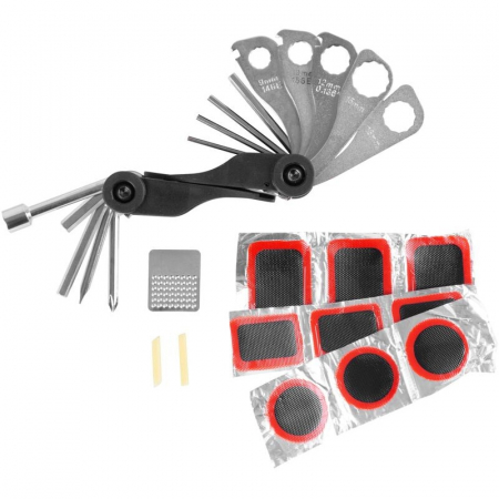 Scule bicicleta - Set complet reparatie bicicleta, chei si petice, 28 buc