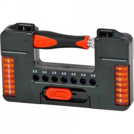 Surubelnite - Set mixt surubelnita cu 37 biti Cr-V, cap magnetic torx, drept, cruce, in cutie transport plastic