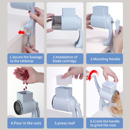 Set razatoare manuala cu prindere pe masa, 5 accesorii din inox, pentru nuci, legume, branzeturi, razatoare multifunctionala [4]