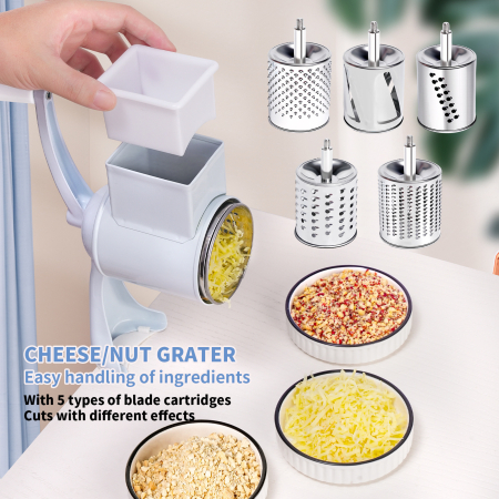Set razatoare manuala cu prindere pe masa, 5 accesorii din inox, pentru nuci, legume, branzeturi, razatoare multifunctionala [2]