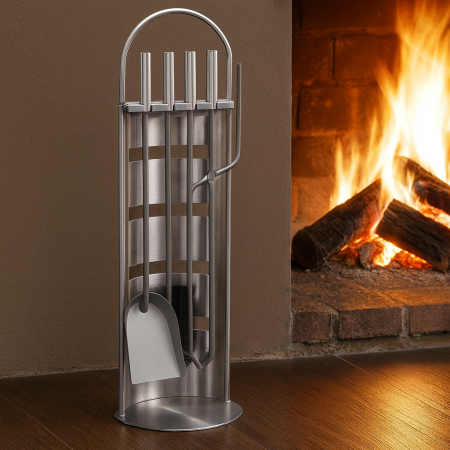 Set stativ cu 4 unelte pentru semineu Homefire, 4 piese, inox, 66 cm [2]