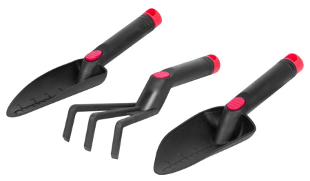 Accesorii unelte gradinarit - Set unelte de gradinarit GS989, 3 piese, plastic rezistent, 2 lopeti mici si afanator pamant