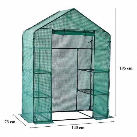 Solar pentru rasaduri si gradina, structura metalica si PVC, 6 rafturi, folie protectie UV, 143x73x195 cm [1]