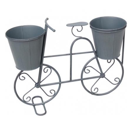 Ghivece si suporturi - Suport decorativ din metal cu 2 ghivece flori, tip bicicleta, 50x15x37 cm