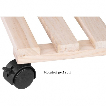 Suport din lemn mobil cu 4 roti pentru ghivece de flori, 30x30 cm, max 50 kg [3]