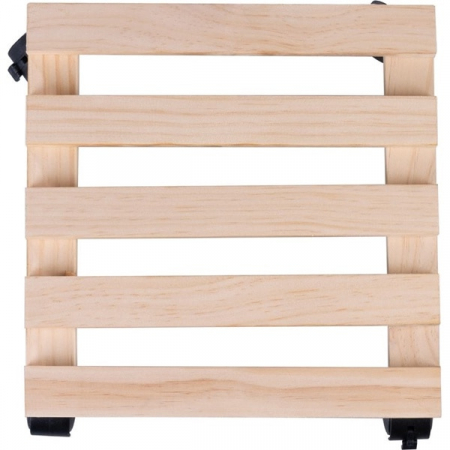 Suport din lemn mobil cu 4 roti pentru ghivece de flori, 30x30 cm, max 50 kg [2]