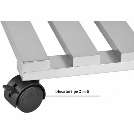 Suport din lemn mobil cu 4 roti pentru ghivece de flori, 30x30 cm, max 50 kg, culoare argintie [2]
