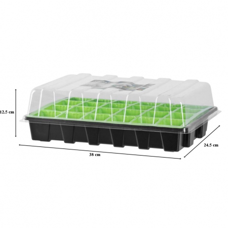 Tava pentru rasaduri cu capac din plastic transparent, 24 alveole, 38x24.5x12.5 cm [1]