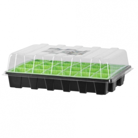 Sere si solarii - Tava pentru rasaduri cu capac din plastic transparent, 24 alveole, 38x24.5x12.5 cm
