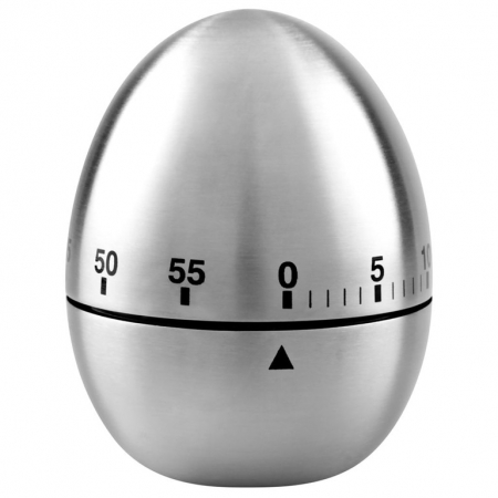 Ustensile de masurat de bucatarie - Temporizator mecanic tip cronometru inox pentru bucatarie, inaltime 7.5 cm, forma ou
