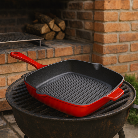 Tigaie patrata din fonta emailata pentru grill, 27x27 cm [4]