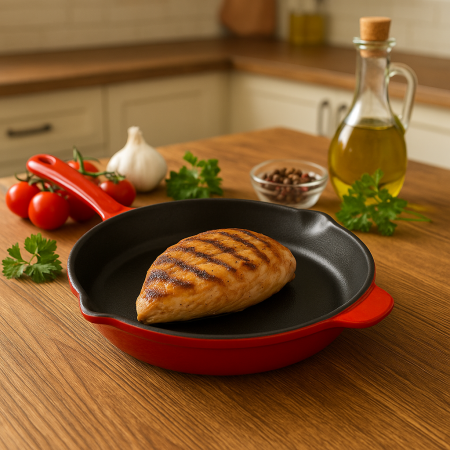 Tigaie rotunda din fonta emailata pentru grill, 27x5 cm [4]