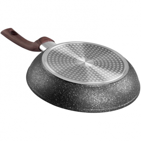 Tigaie rotunda premium antiaderenta BLM-28, triplustrat, compatibila cu toate sursele de caldura, diametru 28 cm, maner lemn [2]