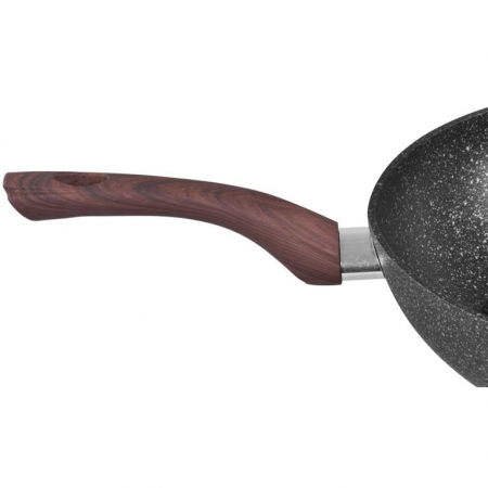 Tigaie tip wok BML-28, triplustrat, antiaderenta, diametru 28 cm, cu margini inalte, maner lemn [2]