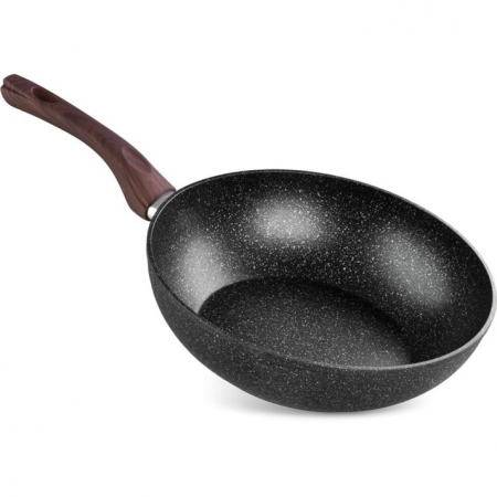 Tigai - Tigaie tip wok BML-28, triplustrat, antiaderenta, diametru 28 cm, cu margini inalte, maner lemn