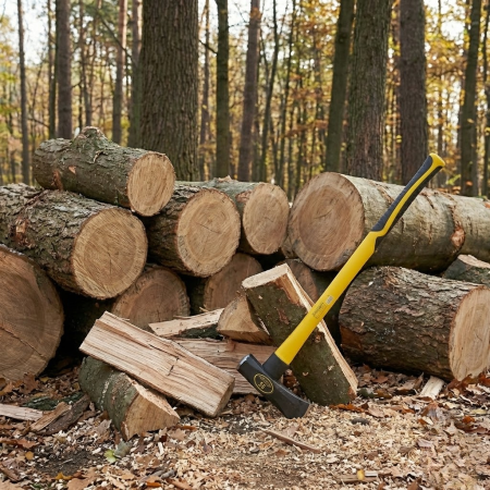 Topor pentru despicat cu pana 3500g, coada fibra de sticla 91cm Galben [2]