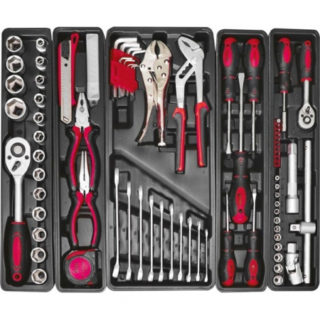 Trusa scule 85 piese, biti, tubulare, chei hexagonale, surubelnite, in cutie transport metal [1]