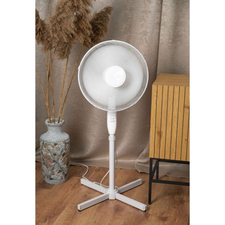 Ventilator cu picior, diametru 40 cm, putere 45 W, max 1.2 m, functie oscilatie 100ﾰ, cablu alimentare 1.7 m, culoare alba [1]