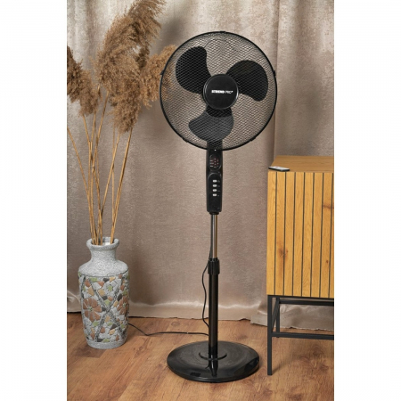 Ventilator cu picior si telecomanda, diametru 40 cm, putere 45 W, max 1.25 m, functie oscilatie 100ﾰ, cablu alimentare 1.7 m, culoare neagra [4]