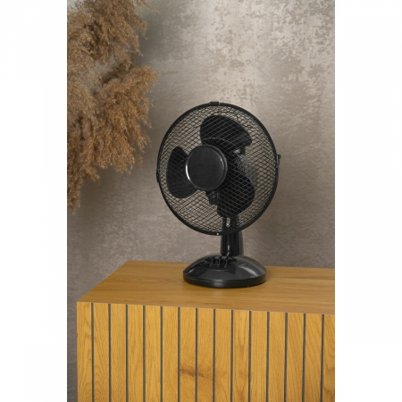 Ventilator de masa, diametru 23 cm, putere 25 W, functie oscilatie 100ﾰ, 2 trepte de viteza, cablu alimentare 1.7 m, culoare neagra [2]
