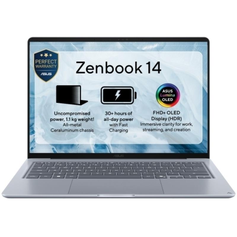 Laptopuri - Laptop Consumer ASUS Zenbook 14 UX3480AA-U2382X, cu procesor Intel Core Ultra 7 355, 14'' OLED, 16 GB LPDDR5x, 512 GB, Intel Graphics, Windows 11 Pro, 3 ani Garantie