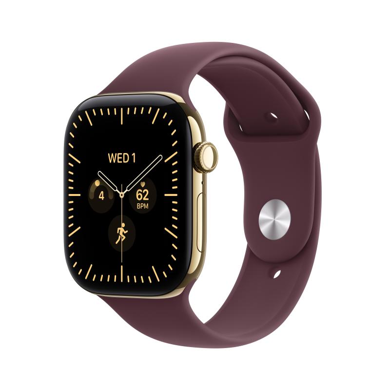 Laptop, Tablete & Telefoane - Apple Watch Series 12 GPS + Cellular 46mm Radiant Gold Titanium Case with Burgundy Sport Band - M/L