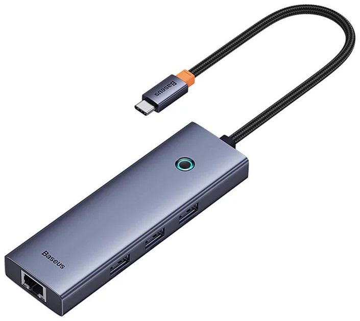 Laptop, Tablete & Telefoane - Docking station Baseus UltraJoy 4 in 1, USB Type-C, Gri, 2 ani Garantie