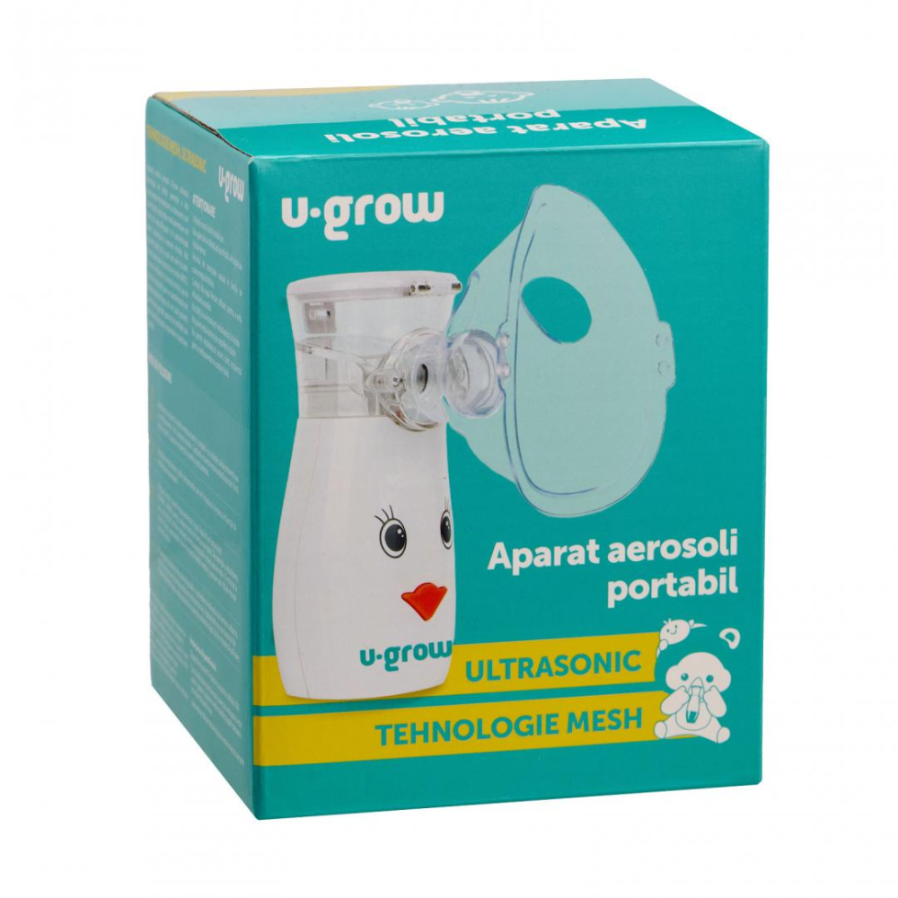 Aparat aerosoli U-Grow , portabil cu ultrasunete ,tehnologie silentoasa, masca de copii si adulti inclusa in pachet, design prietenos pentru copii [7]