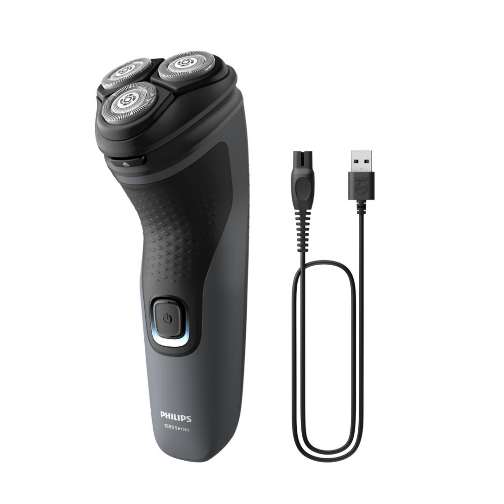 Aparat de ras PHILIPS Seria1000 S1142/00, Autonomie 40 min, 3 elemente de taiere, Gri, L x A x I (mm) 80x100x190 [2]