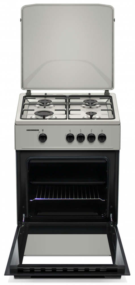 Aragaz gaz Heinner HFSC-K6060SL, 4 arzatoare, aprindere electrica plita, dispozitiv de siguranta, 60x60 cm, argintiu [2]