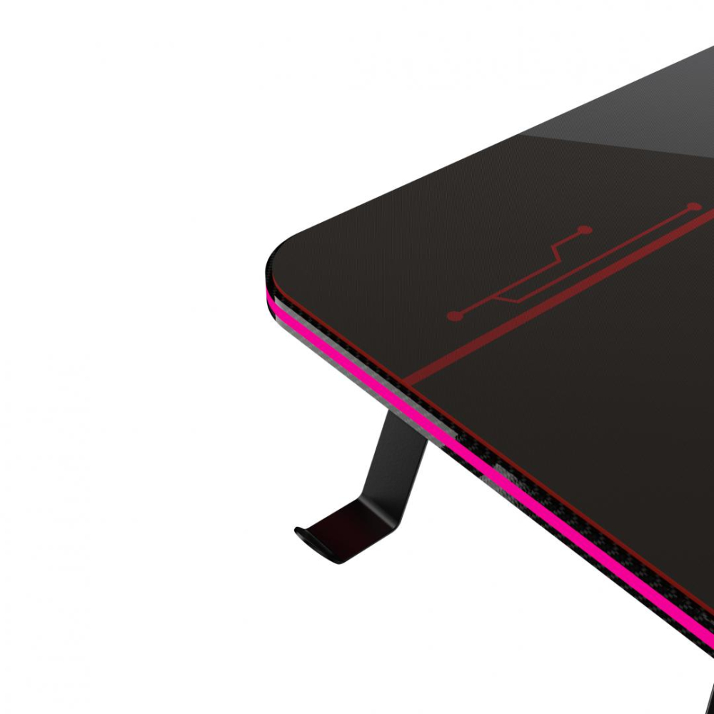 Birou electric Serioux Carbon Pro RGB, reglabil pe inălțime, Dimensiuni blat 1400mm x 700mm, Orientare Cadru: Rectangular, Greutate maxima: 60 kg, Interval de inălțime: 730~ 1210 mm, Segmente coloană: [7]