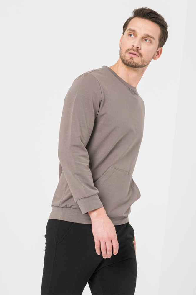 BLUZA COTON CASUAL BARBATI TAUPE-XL [2]