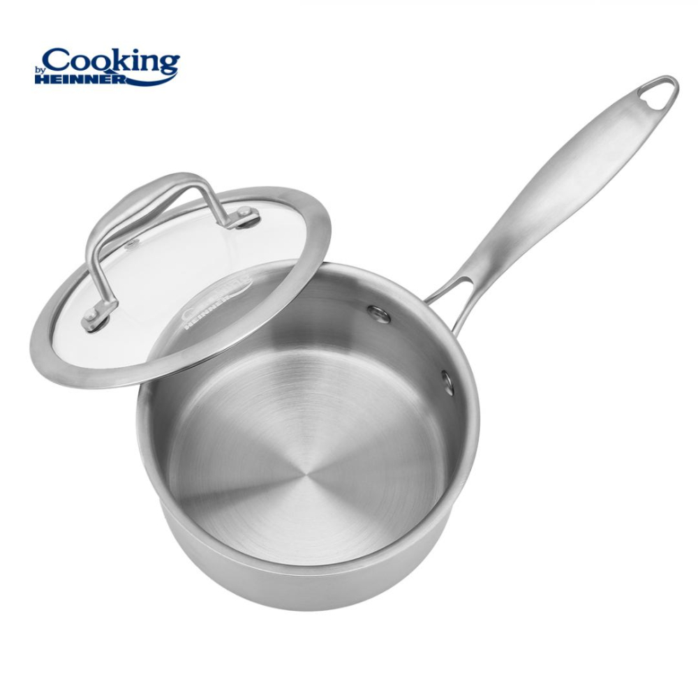 CASEROLA INOX+CAPAC STICLA 16x8.5CM,1.6L, ATOMIC3, COOKING BY HEINNER [2]