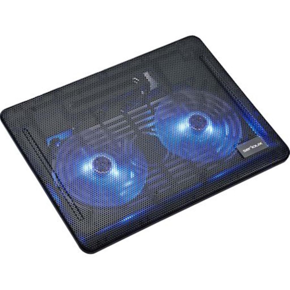 Cooling pad Serioux, SRXNCP007, Dimensiuni: 340*250*23mm, Compatibilitate maxima laptop: 15.6 inch, Dimensiune ventilator: 2 x 125 *125*15mm, Nivel zgomot: 10dB, Flux aer: 20CFM, Tensiune alimentare:  [2]