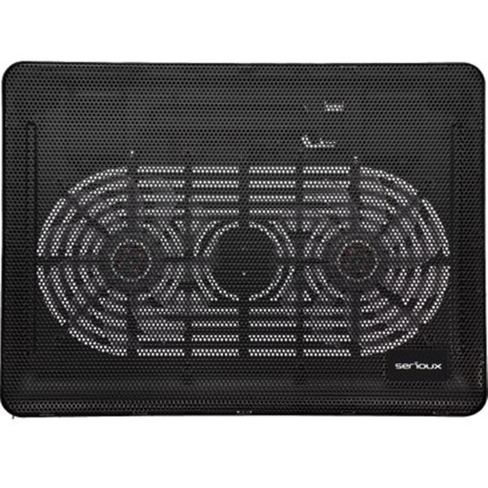 Cooling pad Serioux, SRXNCP007, Dimensiuni: 340*250*23mm, Compatibilitate maxima laptop: 15.6 inch, Dimensiune ventilator: 2 x 125 *125*15mm, Nivel zgomot: 10dB, Flux aer: 20CFM, Tensiune alimentare:  [3]
